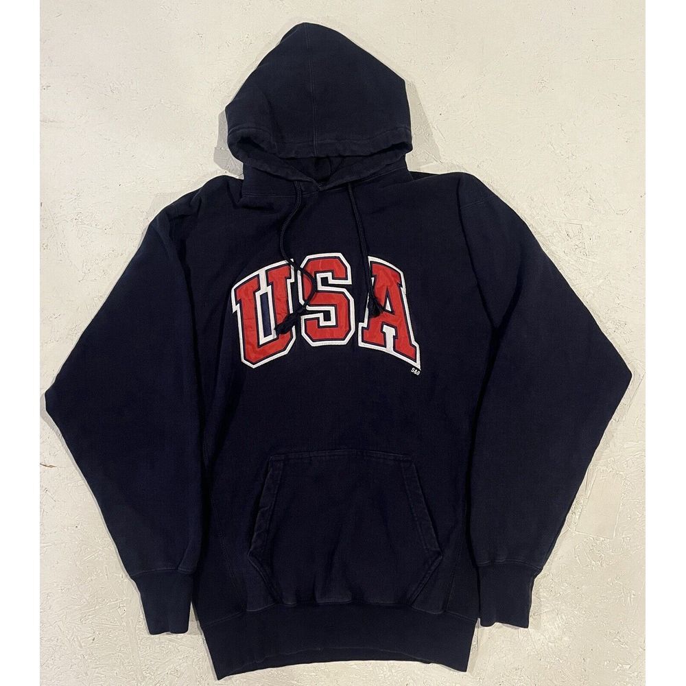 VTG Steve And Barry's Blue Heavyweight Reverse‎ Weave Blue USA Sweatshirt Sz L